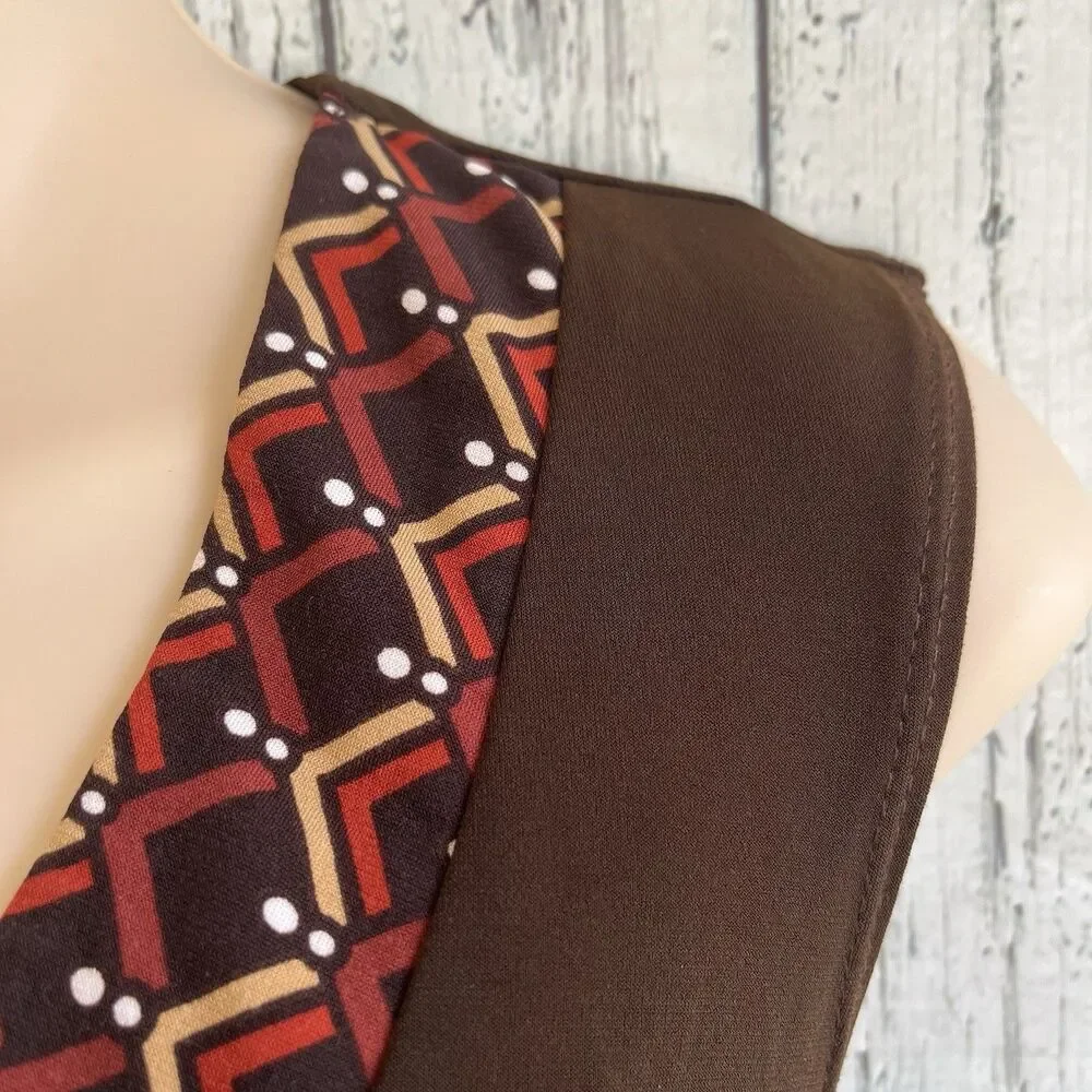 Vintage Candies Womens Y2K Babydoll Dress Size Small Preppy Brown Geometric